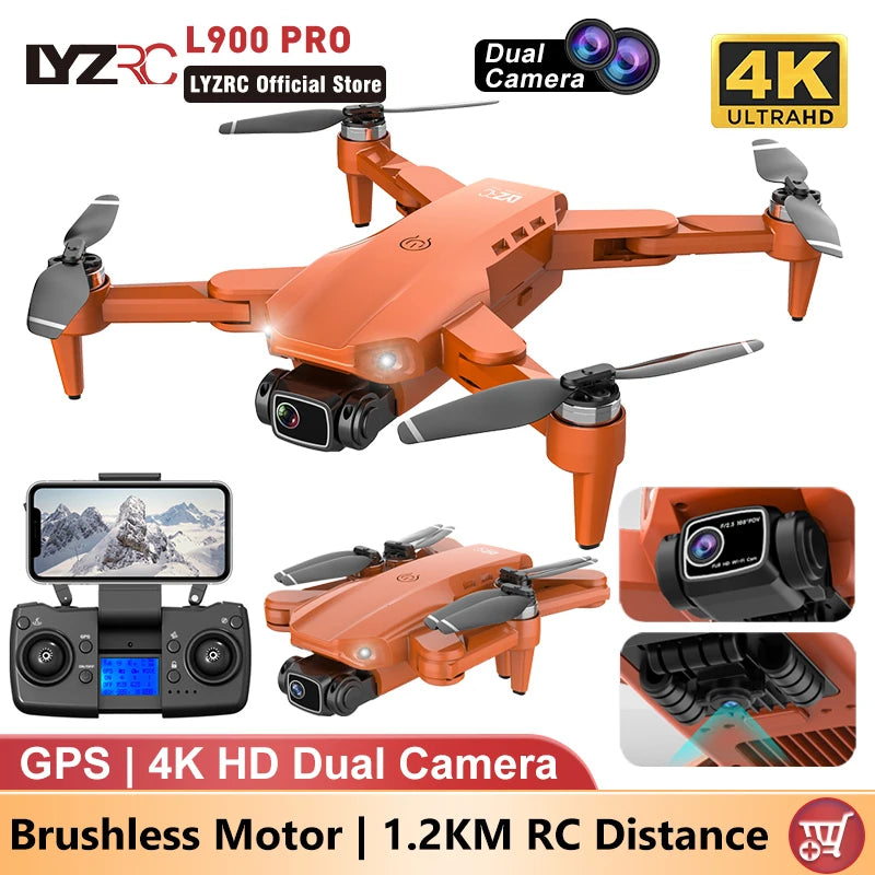 LYZRC L900 PRO GPS Drone – 4K HD Dual Camera, 5G WiFi, Brushless Motor, FPV Quadcopter, Foldable Aerial Photography Drone