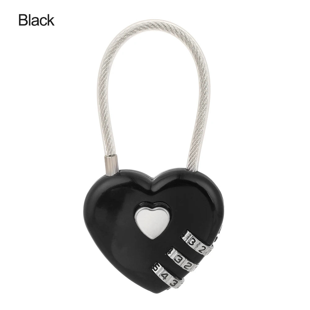 Heart-Shaped 3-Digit Password Lock – Travel Luggage & Suitcase Padlock for Security & Drawer Protection