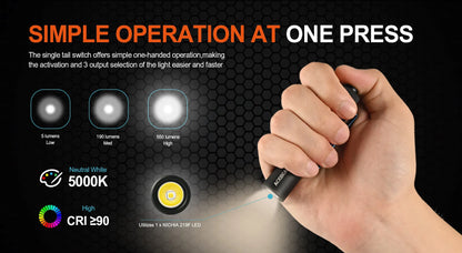 ACEBEAM Pokelit AA EDC Flashlight - 1000 Lumens, CRI90, USB-C Rechargeable, IP68 Waterproof Small Pocket LED for Everyday Carry