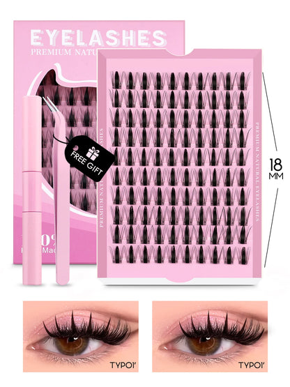 GROINNEYA Eyelash Clusters Kit – DIY Lash Extension with Bond & Seal, Waterproof Strong Hold & Tweezers