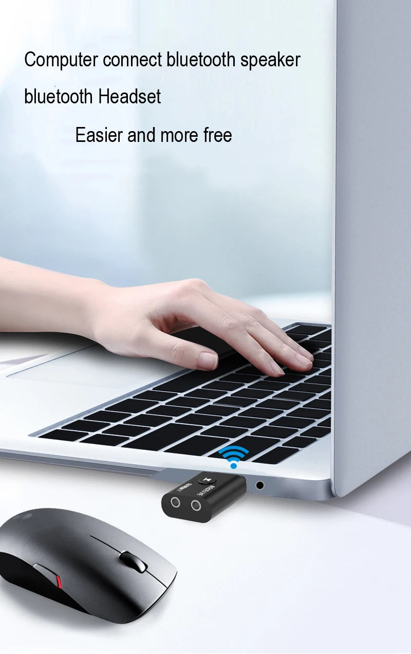 Bluetooth 5.0 Audio Transmitter Receiver – 3.5mm AUX, RCA, USB Stereo Wireless Adapter for TV, Car, Speaker & Headphones