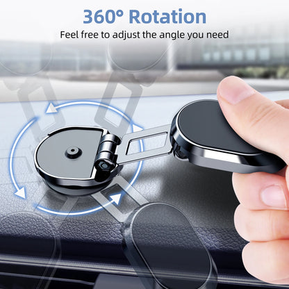 Magnetic Car Phone Holder - Foldable 360-Degree Rotatable Dashboard Stand for Navigation, Car Accessories
