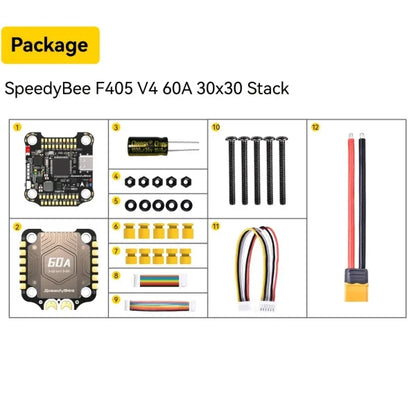 SpeedyBee F4 F405 V4 30x30 Stack – 55A/60A BLS 4-in-1 ESC, ICM42688P, Wireless Bluetooth FC for FPV Racing Drones, iNAV & Betaflight Compatible