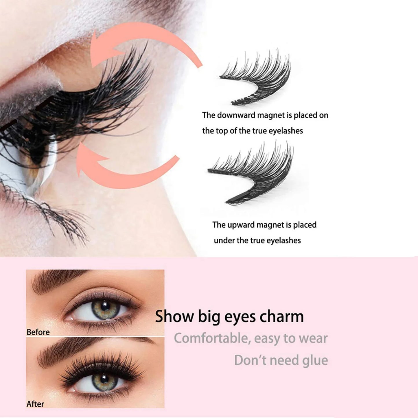 12PCS Magnetic False Eyelashes – Half Lashes Set with Double Box, Mirror & Applicator, Reusable Beauty Makeup