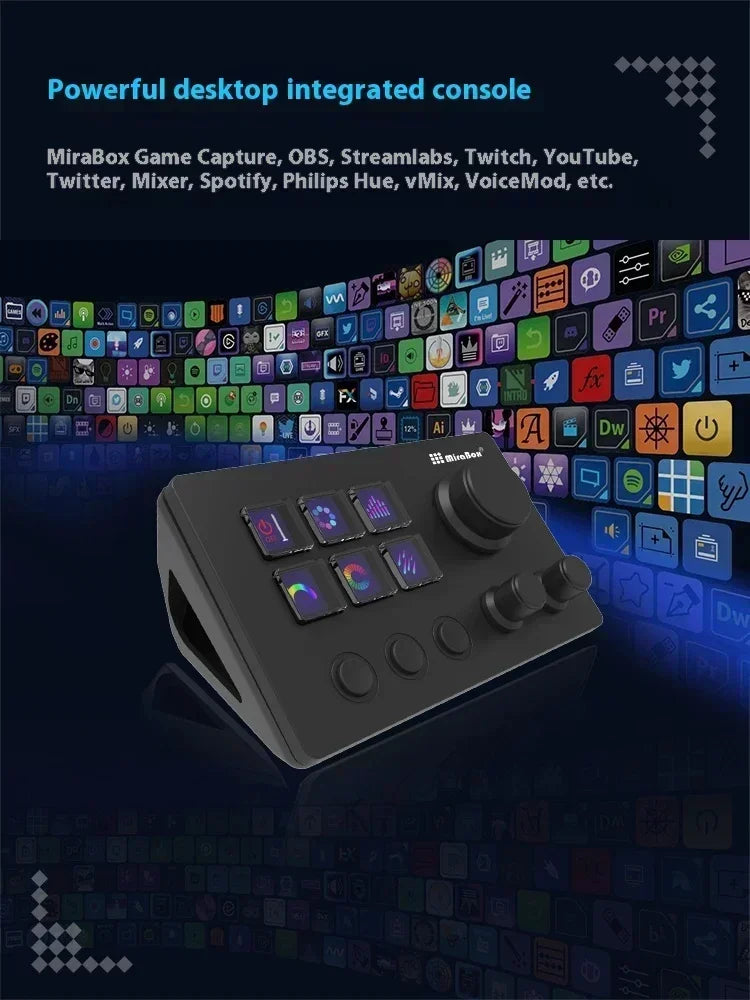Mirabox N3 Streamdeck Keypad — Mini Customizable Macro Keyboard with Screen & Knob for Desktop