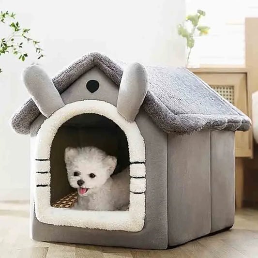 Indoor Warm Pet Bed Tent House - Soft Dog House Kennel with Removable Cushion, Suitable for Small, Medium, and Large Pets