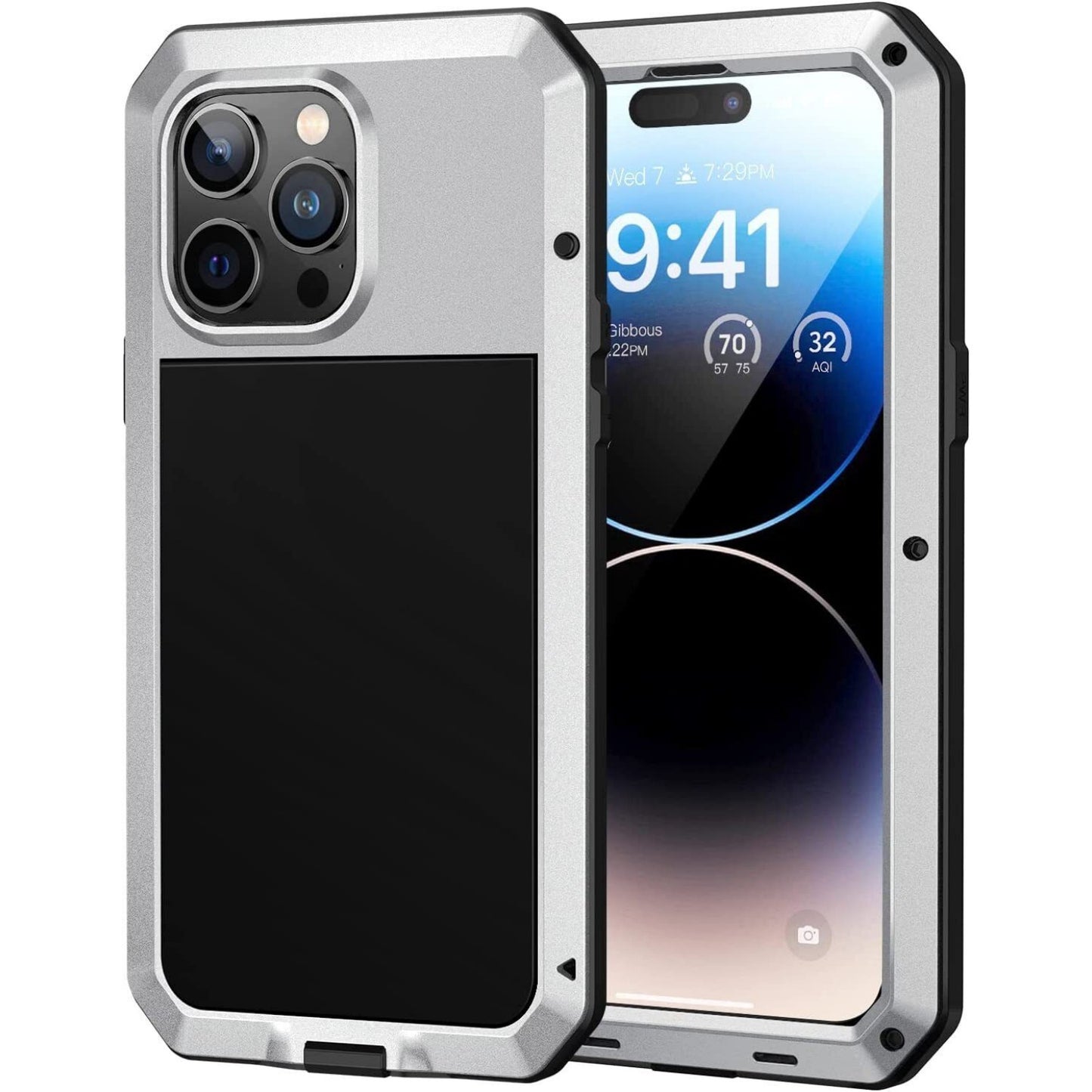 Heavy Duty Aluminum Metal Case for iPhone 16/15/14/13/12/11 Pro Max – Shockproof Gorilla Glass Cover for iPhone XS Max/XR/7/8