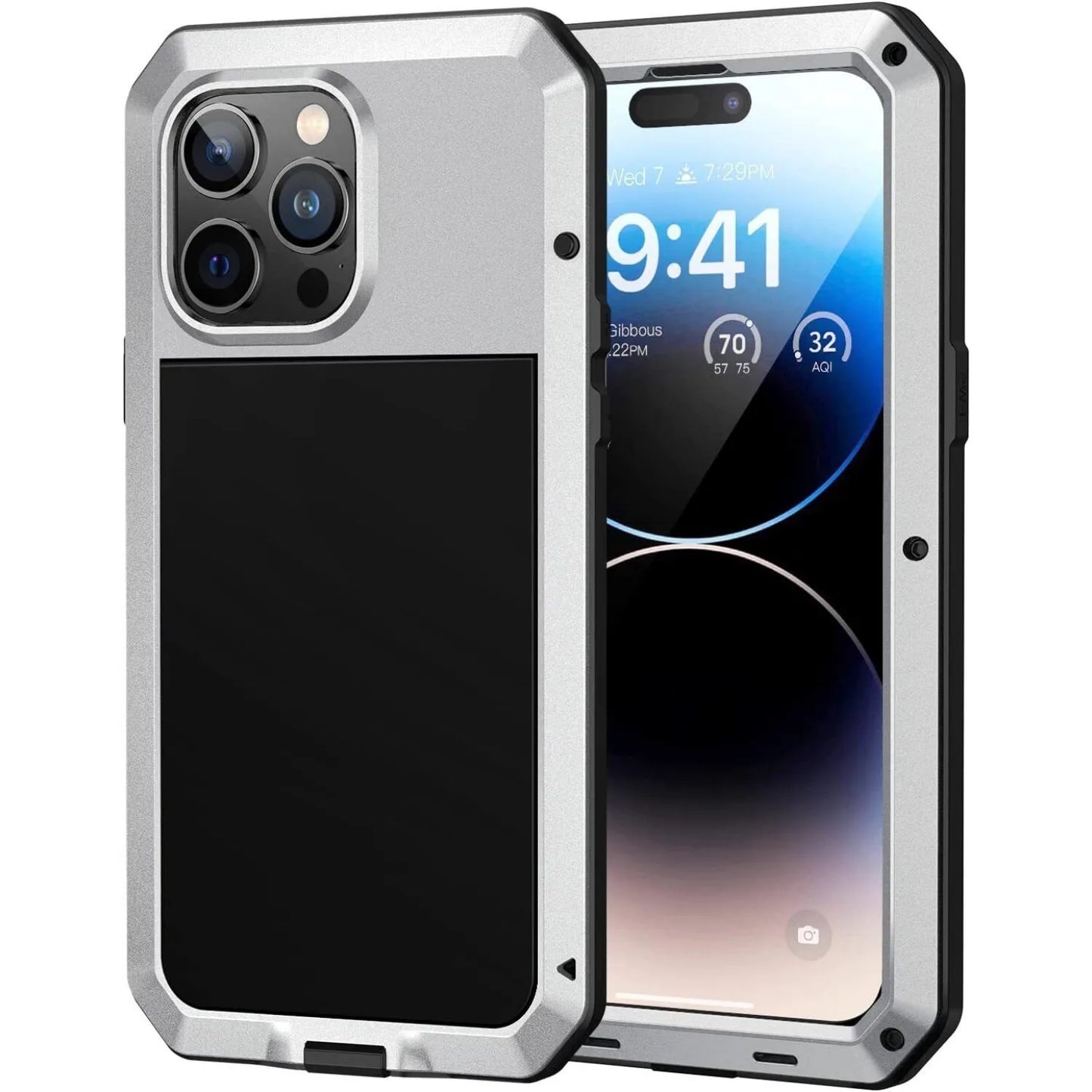 Heavy Duty Aluminum Metal Case for iPhone 16/15/14/13/12/11 Pro Max – Shockproof Gorilla Glass Cover for iPhone XS Max/XR/7/8