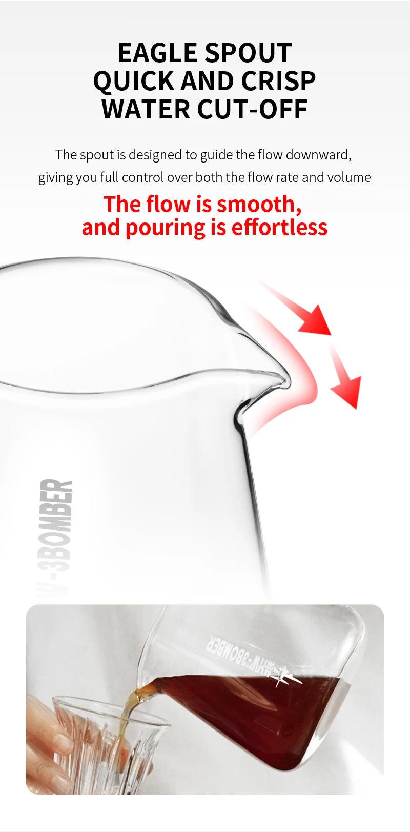 MHW-3BOMBER 500ml Glass Coffee Server — Espresso Dripper & Pour-Over Brewer Pot for Home Kitchen