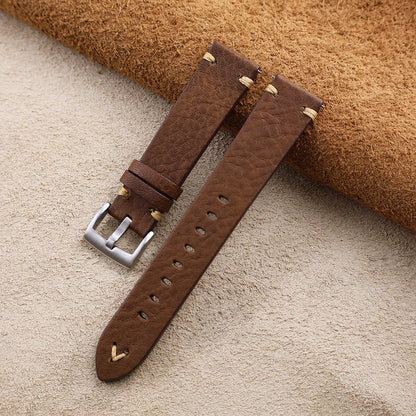 Genuine Leather Watch Straps - Vintage Italian Distressed Smart Watch Bands 20mm & 22mm for Men