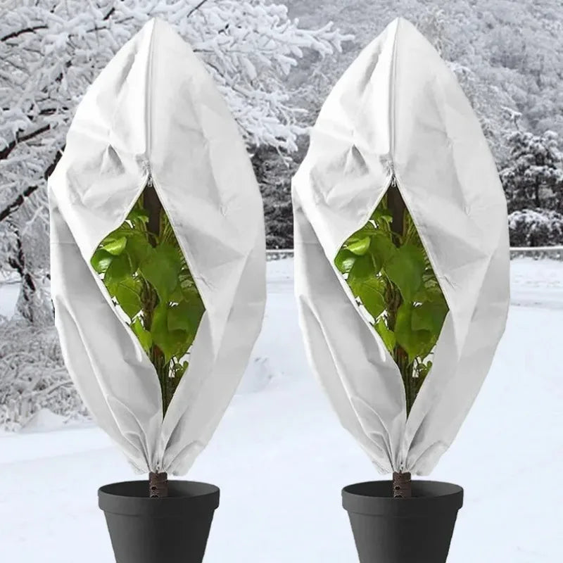 Multi-Size Winter Plant Protection Bag – Non-Woven Anti-Frost Cover with Zipper & Drawstring for Cold Weather Vegetation