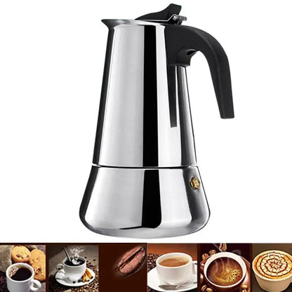 2/4/6/9 Cup Stainless Steel Moka Coffee Maker — Stovetop Espresso, Mocha & Latte Pot for Kitchen WF1111