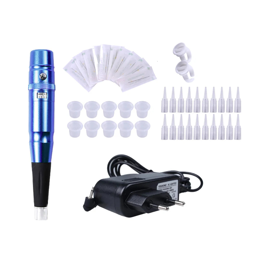 Permanent Makeup Rotary Tattoo Pen – Eyebrow & Lip Machine, Microblading & Piercing Gun PMU Kit