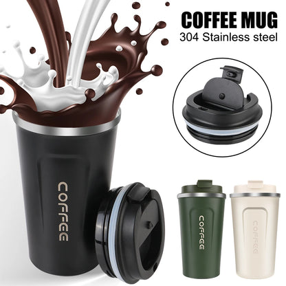 Double Stainless Steel Coffee Mug – Car Thermos, 380/510ML, Leak-Proof Travel Thermo Cup for Tea, Water, Coffee