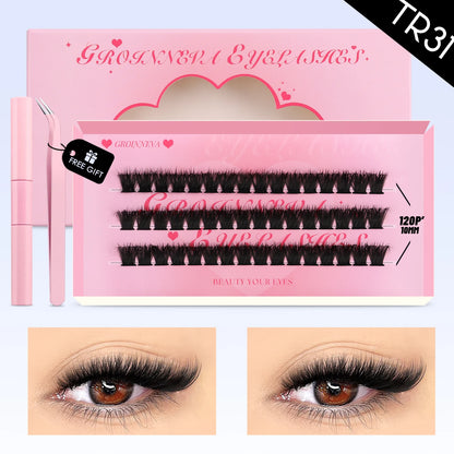 GROINNEYA Eyelash Clusters Kit – DIY Lash Extension with Bond & Seal, Waterproof Strong Hold & Tweezers