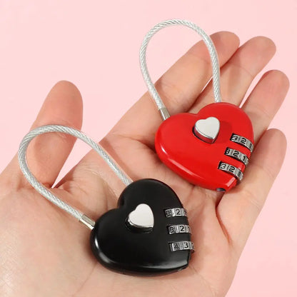 Heart-Shaped 3-Digit Password Lock – Travel Luggage & Suitcase Padlock for Security & Drawer Protection