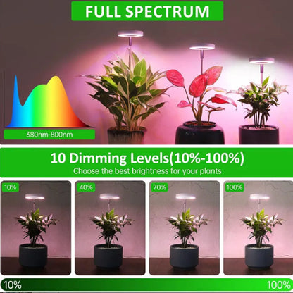 LED Full Spectrum Grow Light – Adjustable Dimmable Hydroponic Plant Lamp with Timer for Indoor Gardening