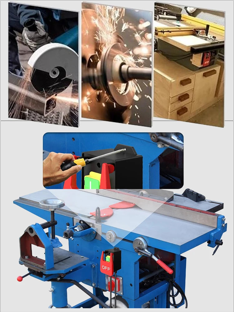 Single Phase Safety Zero Voltage Switch with Plug - Machine Switch for Quick Power Off on Lathe, Milling Table, Cutter (220V-250VAC)