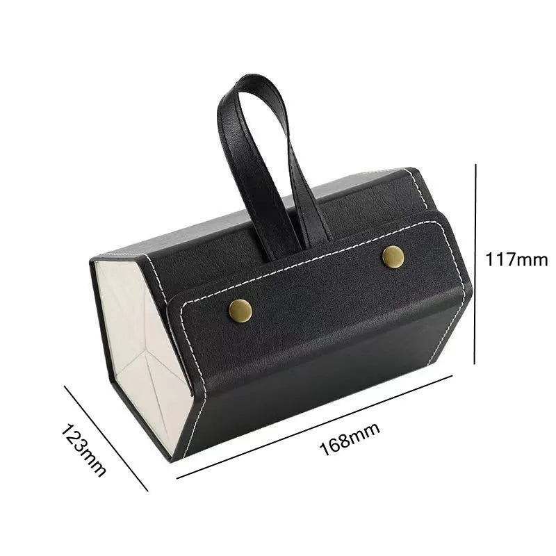 Portable Multi-Slot Eyeglasses Organizer: Travel-Friendly Folding Sunglasses PU Leather Case for Home Storage - 3/5 Grids Display