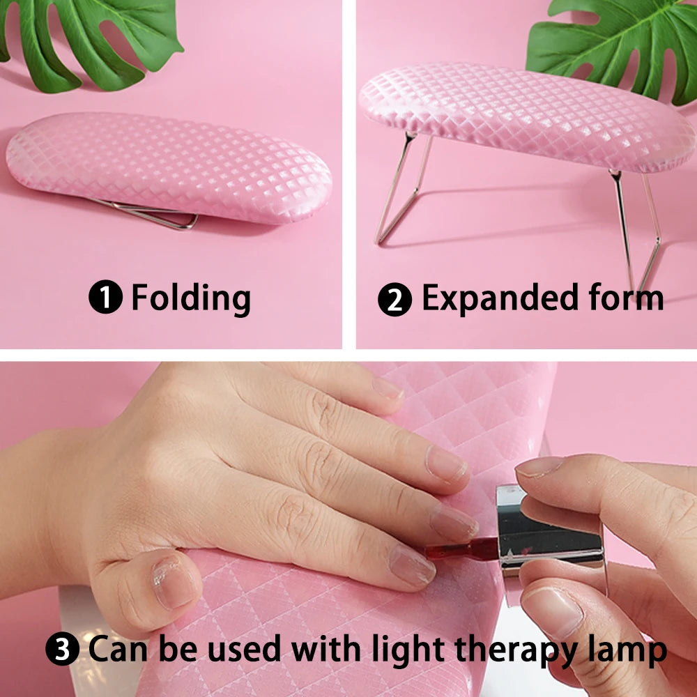 Waterproof Plaid Leather Nail Arm Rest Pillow – Soft Manicure Wrist Support Cushion