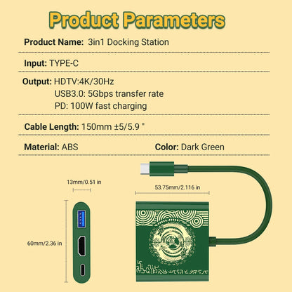 4K Switch TV Docking Station — 3-in-1 USB-C Game Hub with USB 3.0, HDMI & 100W PD for Laptop, Nintendo Switch/Switch OLED, Mobile Phone