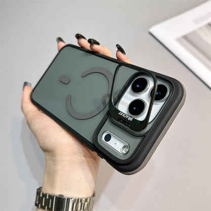 Luxury Matte Transparent MagSafe Kickstand Case — Magnetic Stand Cover for iPhone 11–17 Air, Plus, Pro Max