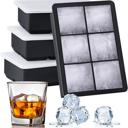 Silicone Ice Cube Maker with Lid - 4/6/8/15 Grid Ice Tray for Bar & Household Use, Ice Ball & Cube Mold