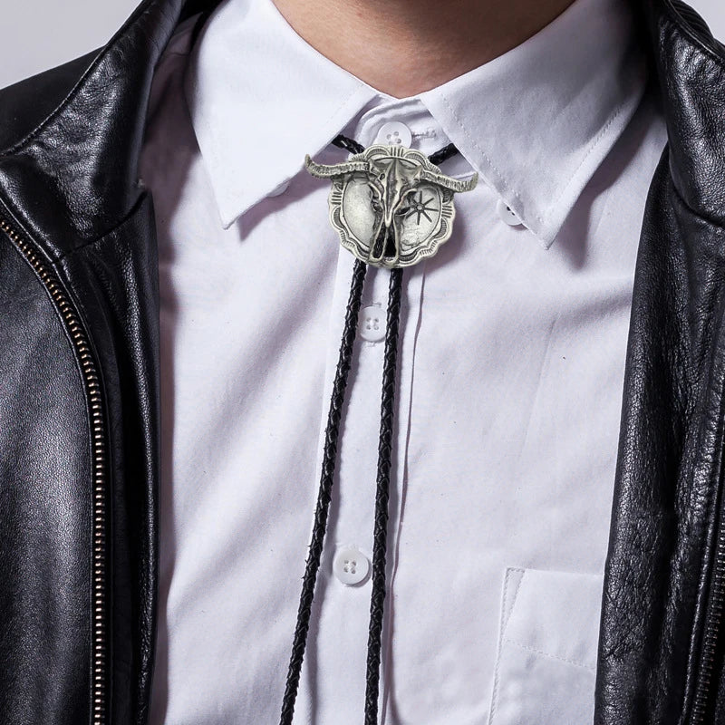 New Arrival Western Southwest Longhorn Steer Cow Skull Bolo Tie – Leather Rodeo Neck Tie, Fashion Shirt Accessories