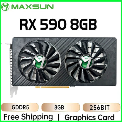 MAXSUN AMD RX 590 8GB Graphics Card – GDDR5, 256Bit, PCIe 3.0 ×16, 8Pin Radeon GPU for Gaming