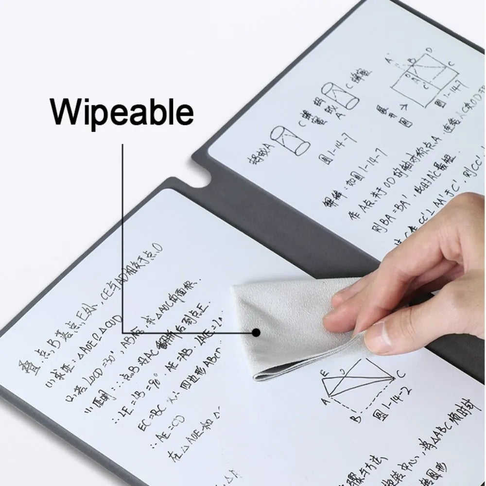 A5 Reusable Whiteboard Notebook Set - Includes Pen, Erasing Cloth, Leather Memo Pad, and Weekly Planner - Portable & Stylish Office Organizer