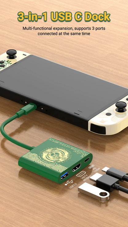 4K Switch TV Docking Station — 3-in-1 USB-C Game Hub with USB 3.0, HDMI & 100W PD for Laptop, Nintendo Switch/Switch OLED, Mobile Phone