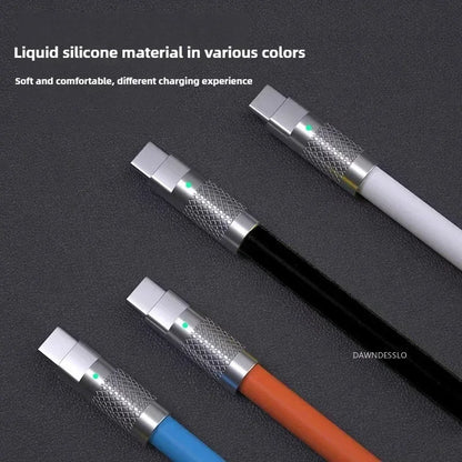 120W 7A Super Fast PD USB-C to USB-C Cable — Liquid Silicone Charger for Xiaomi, Huawei (1M/1.5M/2M)