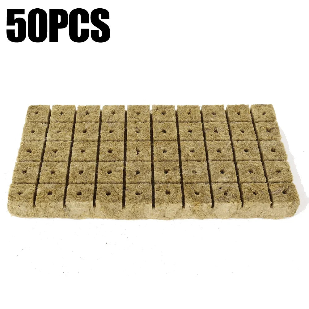Stonewool Hydroponic Grow Cubes — 500/50x Seedling Blocks for Garden Germination & Water Cultivation