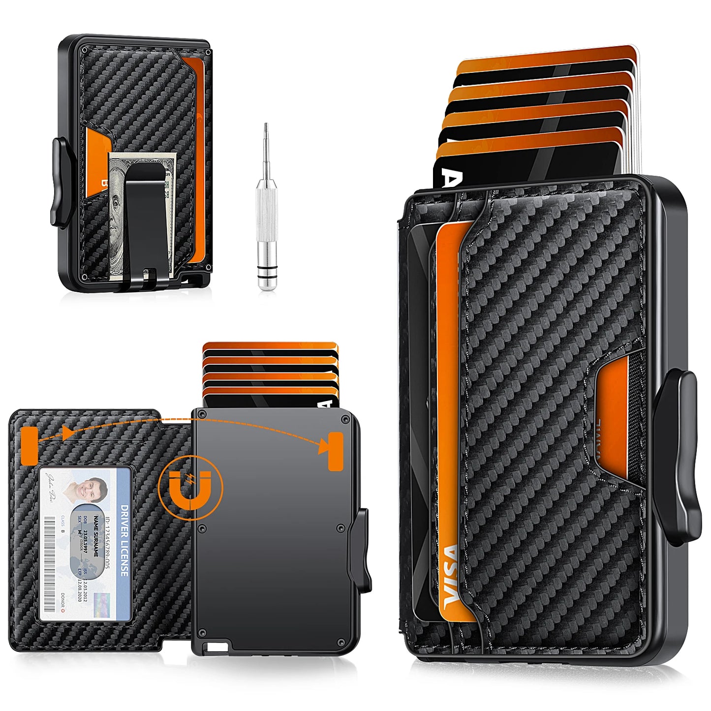 RFID Blocking Men’s Slim Pop-up Wallet – Minimalist Bifold Credit Card Holder