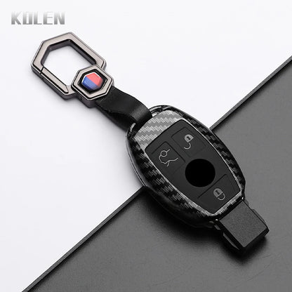ABS Carbon Fiber Car Key Case Cover – Compatible with Mercedes Benz W204/W205/W212/W213/W176/W177/W219 A/B/C/E/S/GLC/CLA/AMG Fob