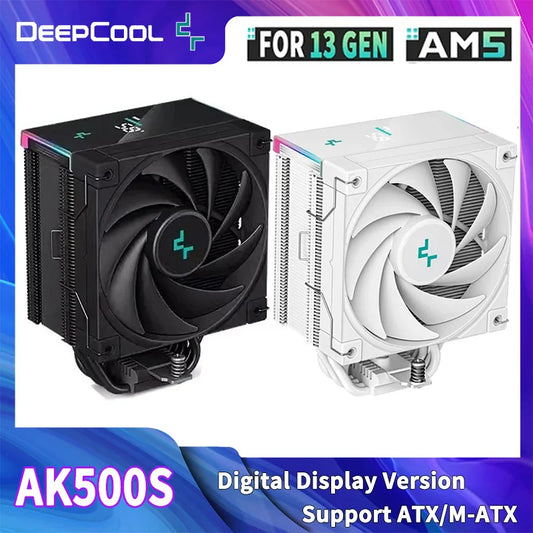 DeepCool AK500S Digital Display CPU Cooler - 5 Heat Pipes, 240W TDP, Compatible with LGA1700/1200/115X/AM4/AM5