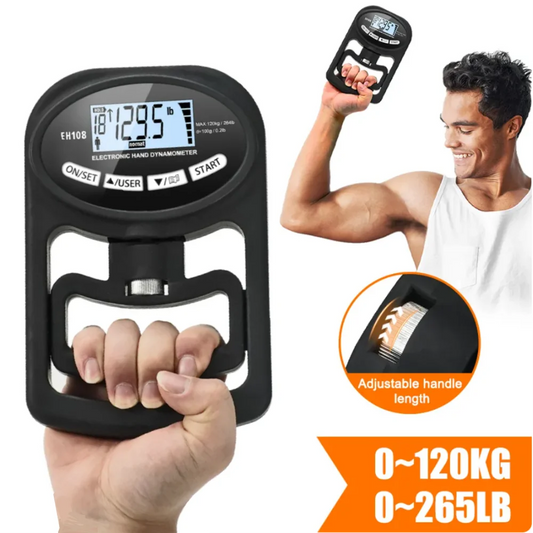 Digital Grip Strength Tester: 265lbs/120kg Hand Dynamometer with USB LCD Screen - Ideal for Power Training & Sports
