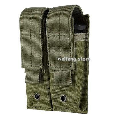 9mm Tactical Magazine Pouch - MOLLE Single & Double Mag Bag, Open-Top Pouch for Glock, M1911, 92F, Torch & Triple Bag