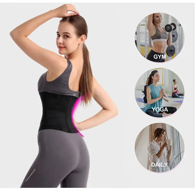 Waist Cincher Belt — Tummy Control Body Shaper with Triple Wrap Corset, Workout Sweat Band & Gym Slimming Girdle