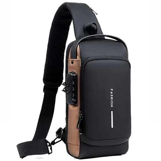 Anti-theft USB Shoulder Bag: Men's Multifunction Crossbody Travel Sling - Secure Messenger Pack for Male Adventure