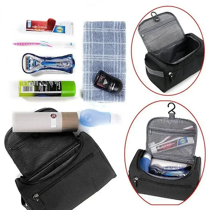 Portable Polyester Travel Cosmetic Bag: Waterproof Toiletries Organizer with Zipper