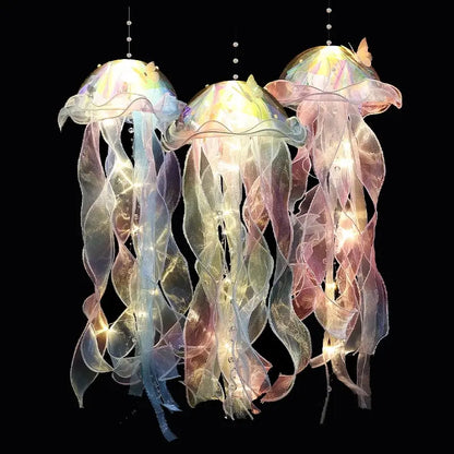 Gradient Jellyfish LED Light – Handmade Festival Pendant & Night Decoration for Courtyard Lighting