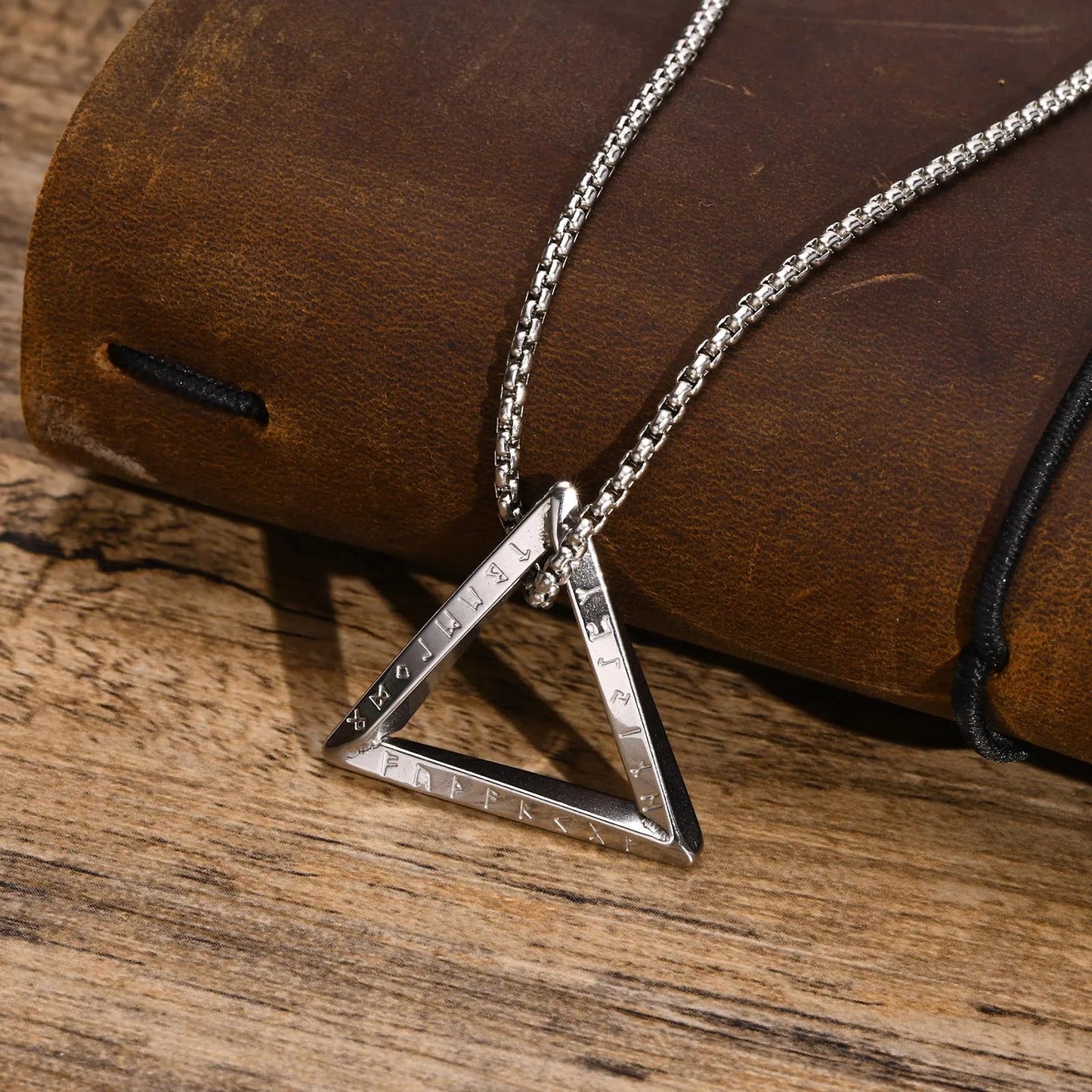 Vnox Norse Viking Pendant Necklace – Twisted Stainless Steel Mobius Triangle, Vegvisir & Valknut Geometric Charm