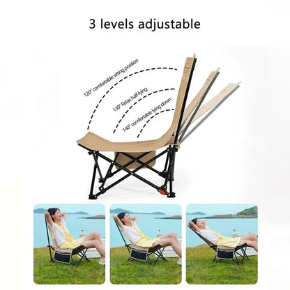 Camping Folding Moon Chair – Portable Ultra-Light Outdoor Chair with Side Pocket for Fishing & Travel