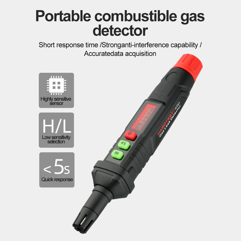 Gas Leak Detector HT59/HT60/HT61 - Combustible Gas Detector | 0-1000PPM, Sound & Screen Alarm | Mini Gas Detector for Natural Methane