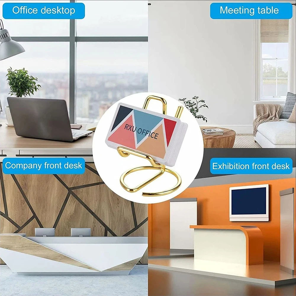 Desktop Metal Phone & Business Card Holder – Office Stand Organizer for Name Cards