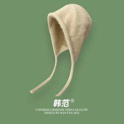 Y2K Cute Beanie Hat – Warm Japanese Knit for Autumn & Winter, Ear Protection, Tie Pullover Cap for Men & Women