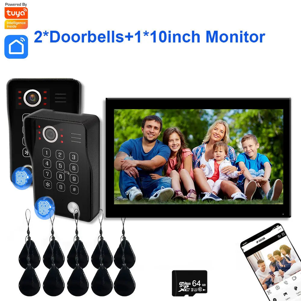 Fingerprint 5-in-1 WiFi Video Doorbell — Tuya Smart 1080P Touch Intercom System for Home Security