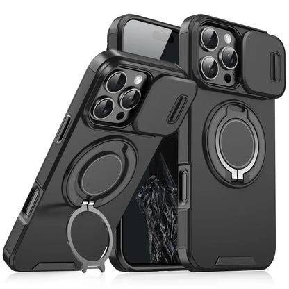 Armor Magnetic iPhone Case with Lanyard – Shockproof Slide Camera Protection for iPhone 11-16 Pro Max