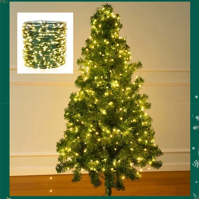 1000 LED Green Wire Fairy String Lights | Waterproof Christmas Tree & Holiday Decor, US/EU Plug 110V/220V